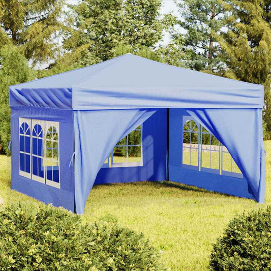 Tente de fête pliable avec parois latérales bleue 3x3 m