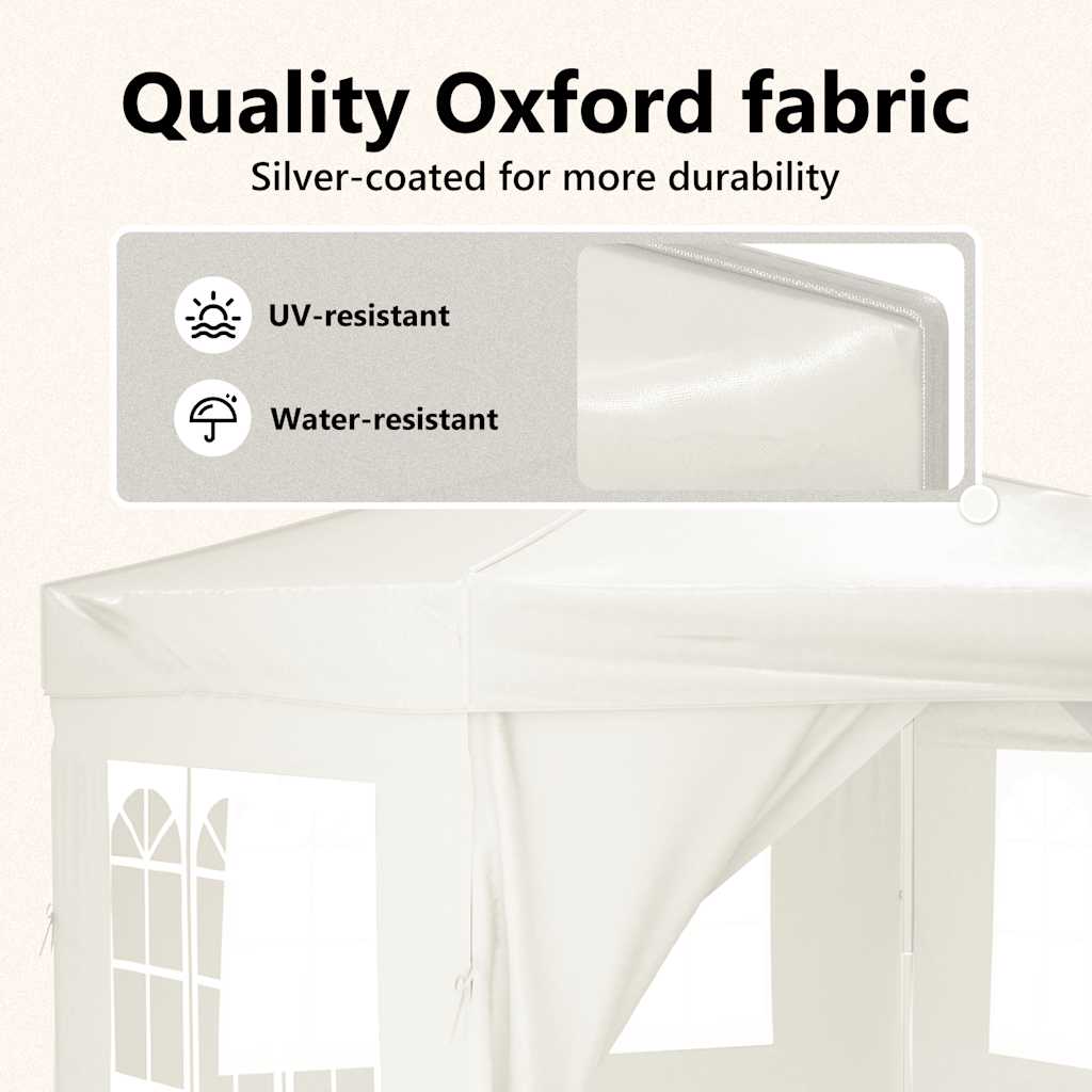 Tente de fête pliable avec parois latérales crème 3x3 m