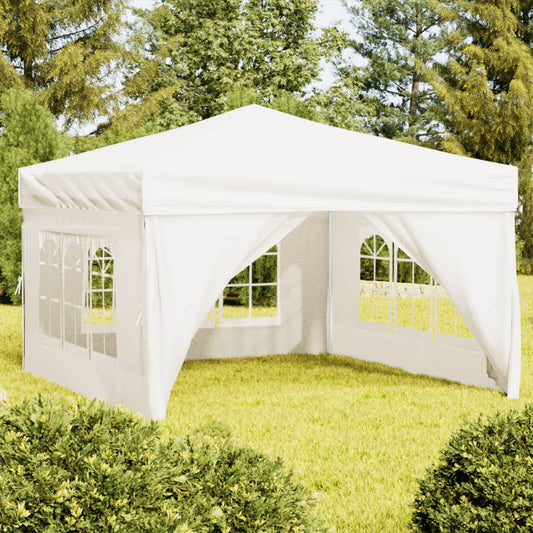 Tente de fête pliable avec parois latérales crème 3x3 m