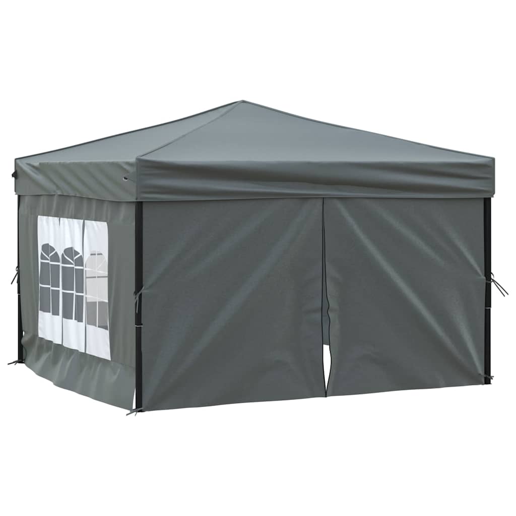 Tente de fête pliable avec parois latérales anthracite 3x3 m