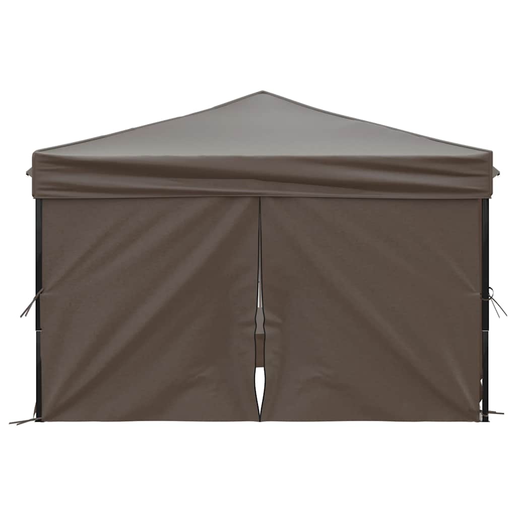 Tente de fête pliable avec parois latérales taupe 3x3 m