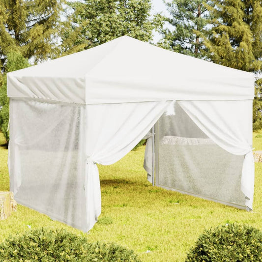 Tente de fête pliable avec parois latérales blanc 3x3 m