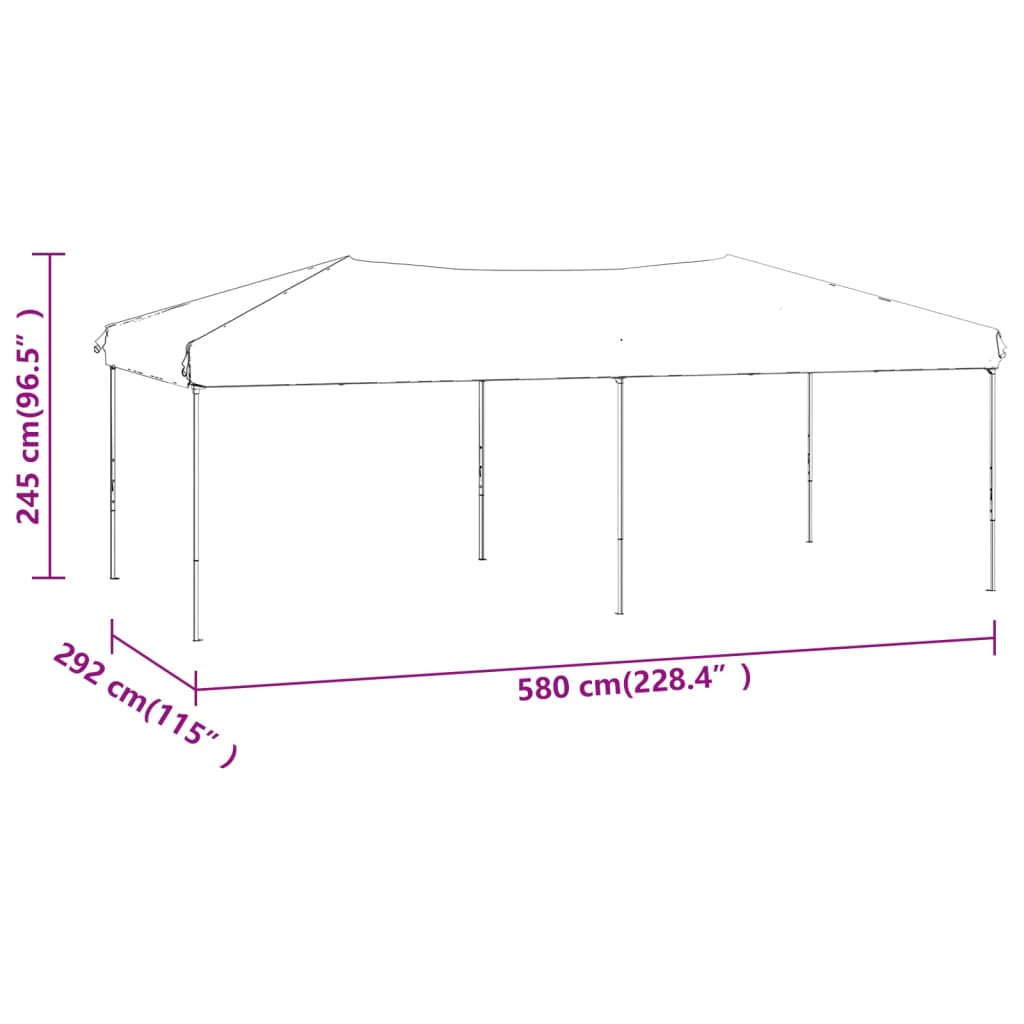 Tente de fête pliable noire 3x6 m