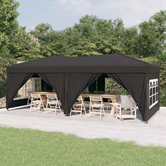 Tente de fête pliable avec parois latérales anthracite 3x6 m