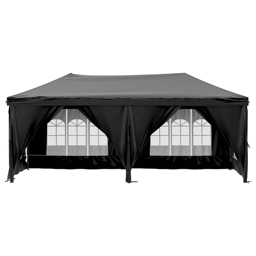 Tente de fête pliable avec parois latérales noire 3x6 m