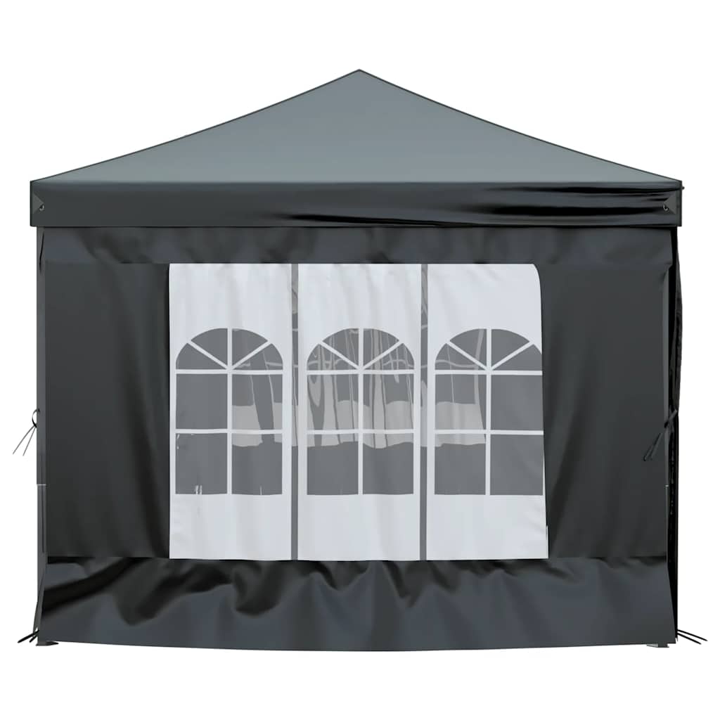 Tente de fête pliable avec parois latérales noire 3x6 m
