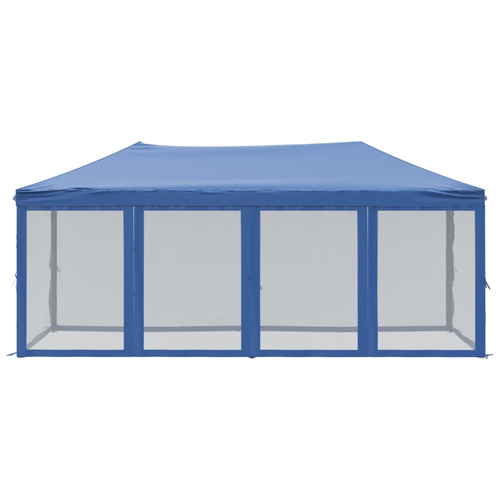 Tente de fête pliable avec parois latérales bleue 3x6 m