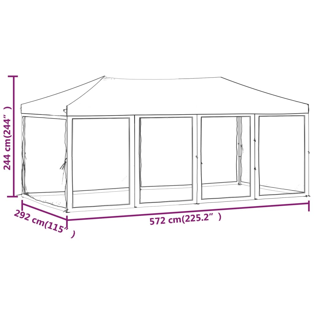 Tente de fête pliable avec parois latérales bleue 3x6 m
