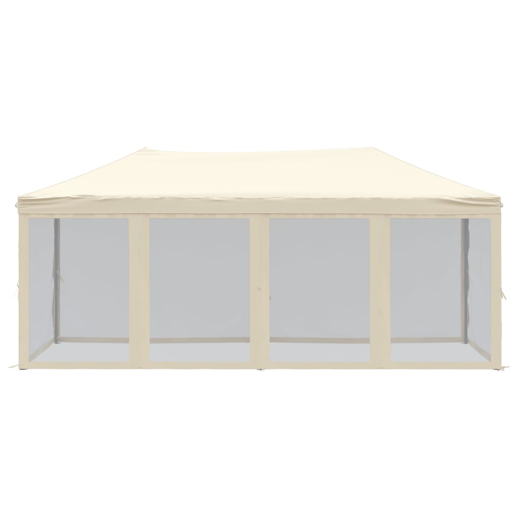 Tente de fête pliable avec parois latérales crème 3x6 m