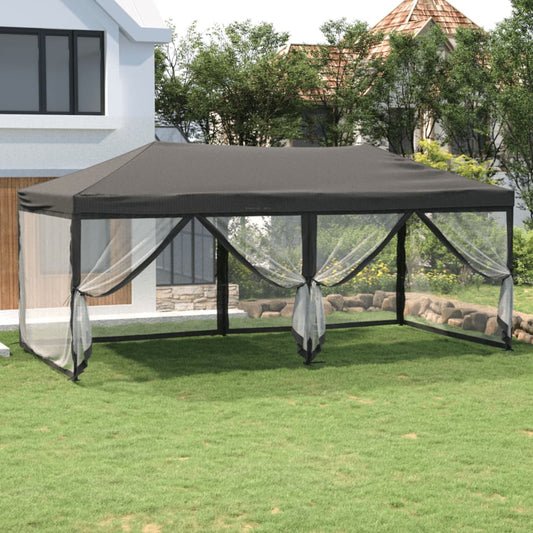 Tente de fête pliable avec parois latérales anthracite 3x6 m