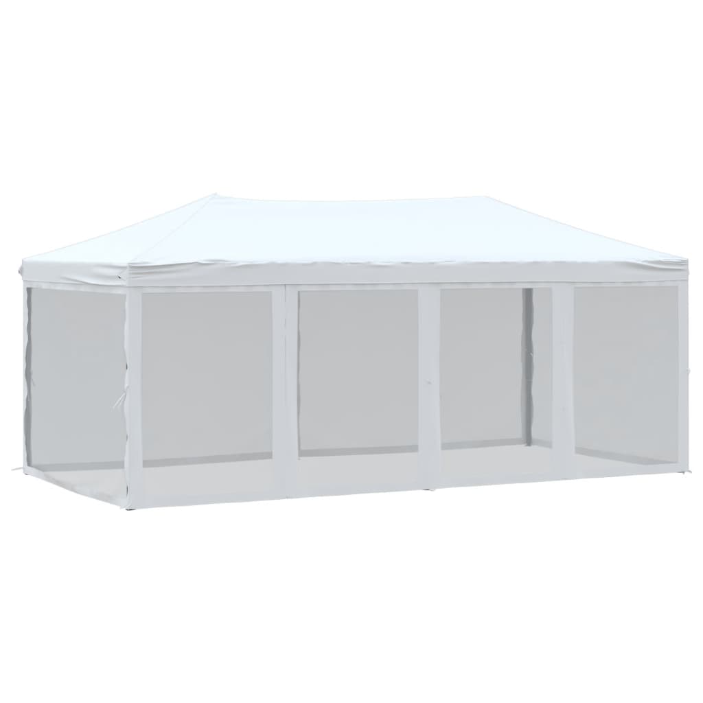 Tente de fête pliable avec parois latérales blanc 3x6 m