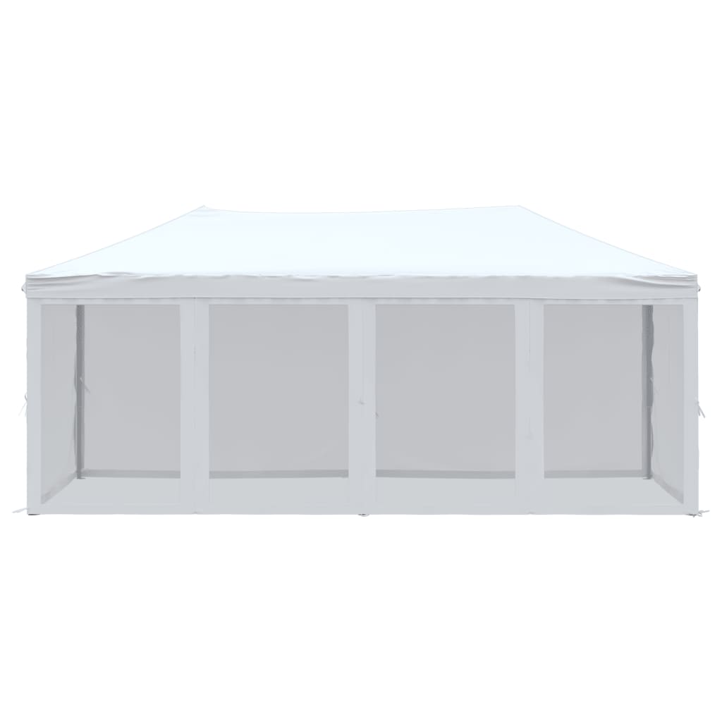 Tente de fête pliable avec parois latérales blanc 3x6 m