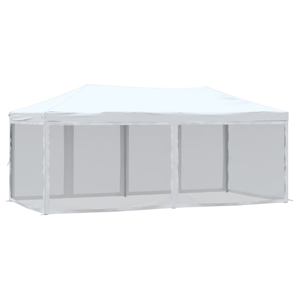 Tente de fête pliable avec parois latérales blanc 3x6 m