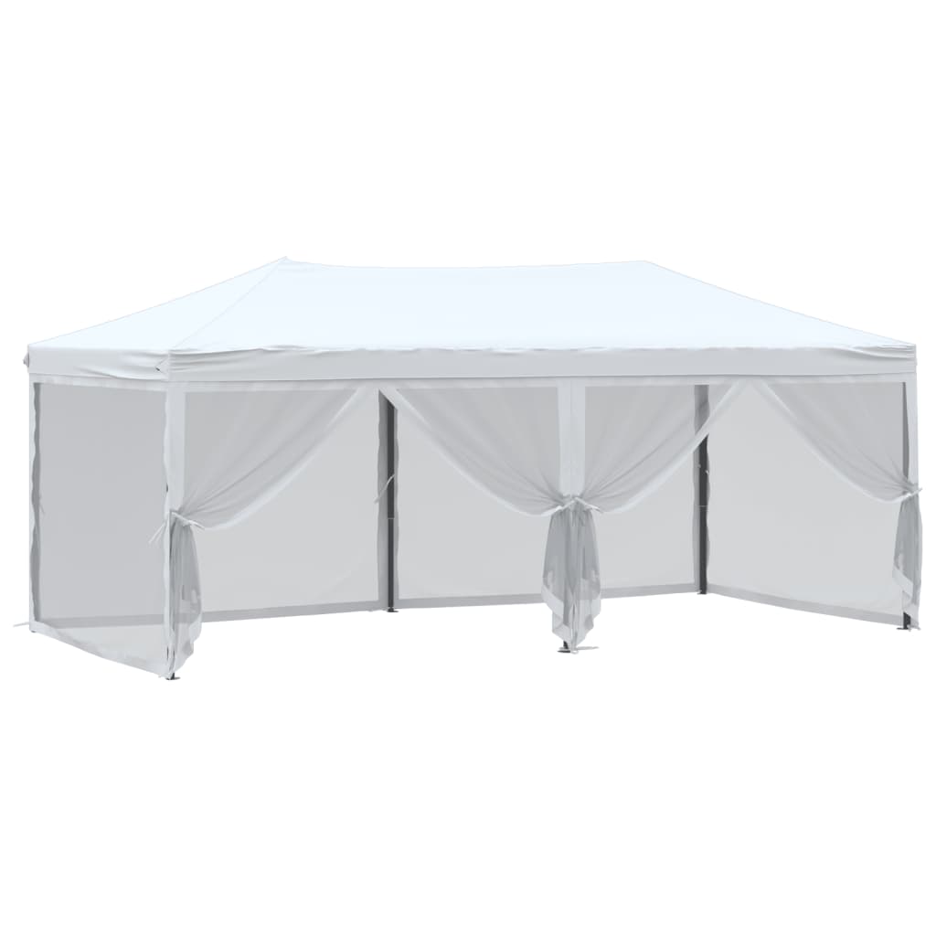 Tente de fête pliable avec parois latérales blanc 3x6 m
