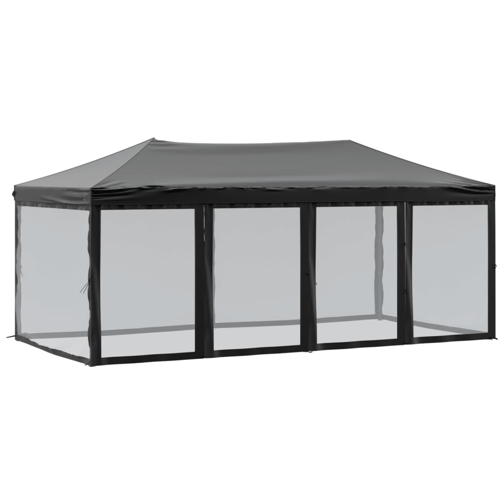 Tente de fête pliable avec parois latérales noire 3x6 m