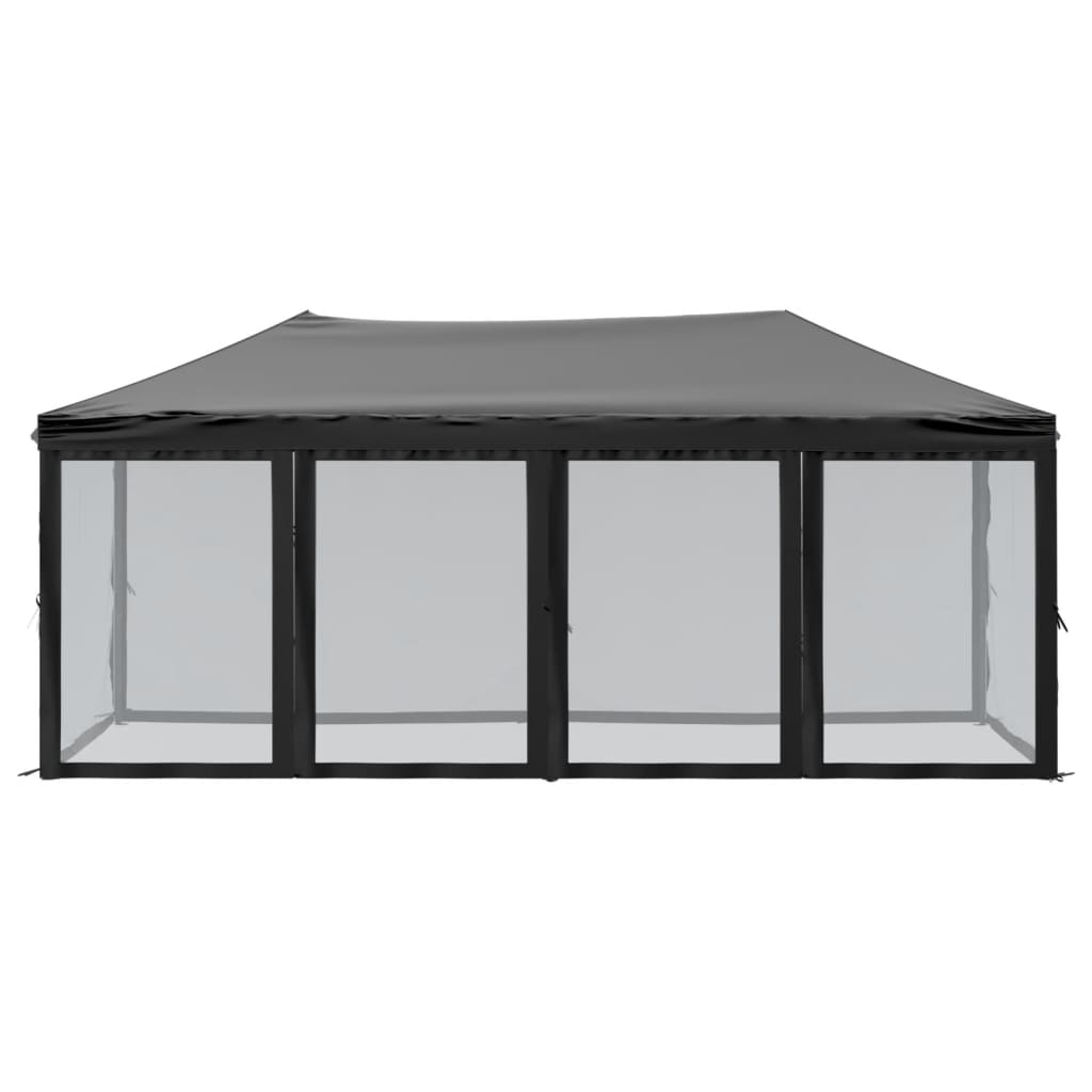 Tente de fête pliable avec parois latérales noire 3x6 m