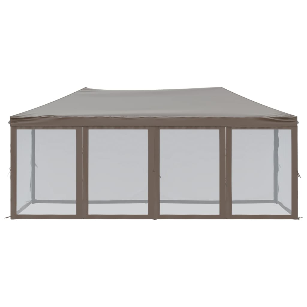 Tente de fête pliable avec parois latérales taupe 3x6 m