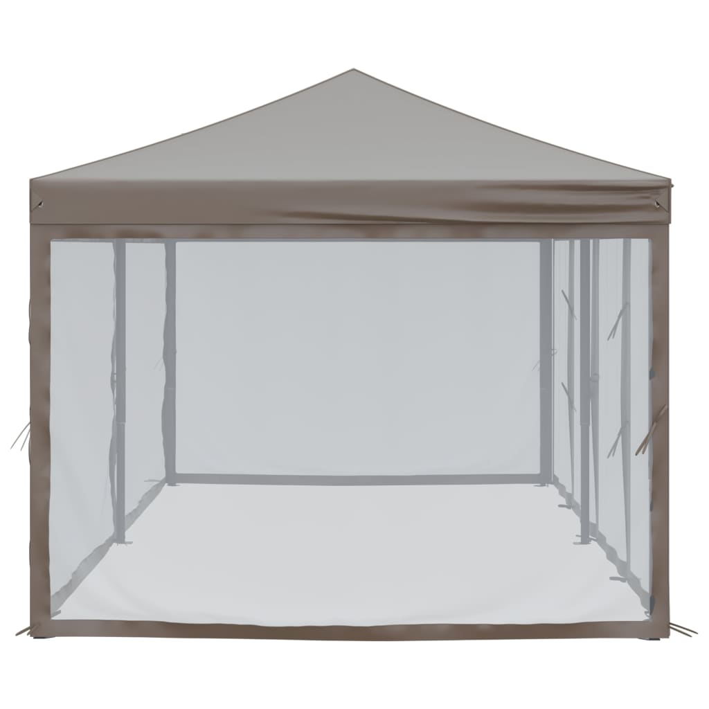 Tente de fête pliable avec parois latérales taupe 3x6 m