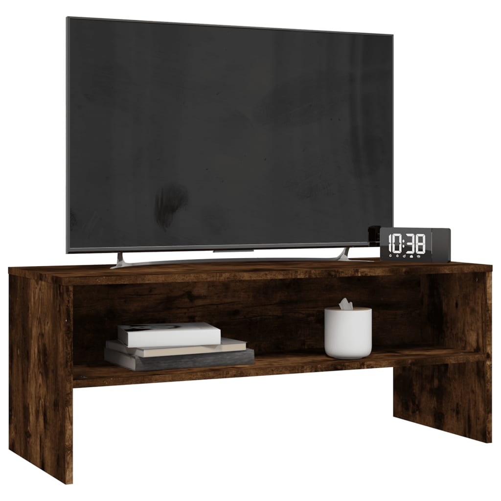 Meuble TV chêne fumé 100x40x40 cm matériau bois