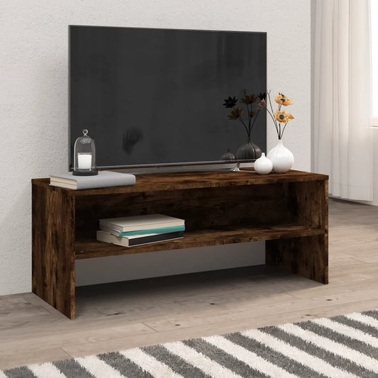 Meuble TV chêne fumé 100x40x40 cm matériau bois