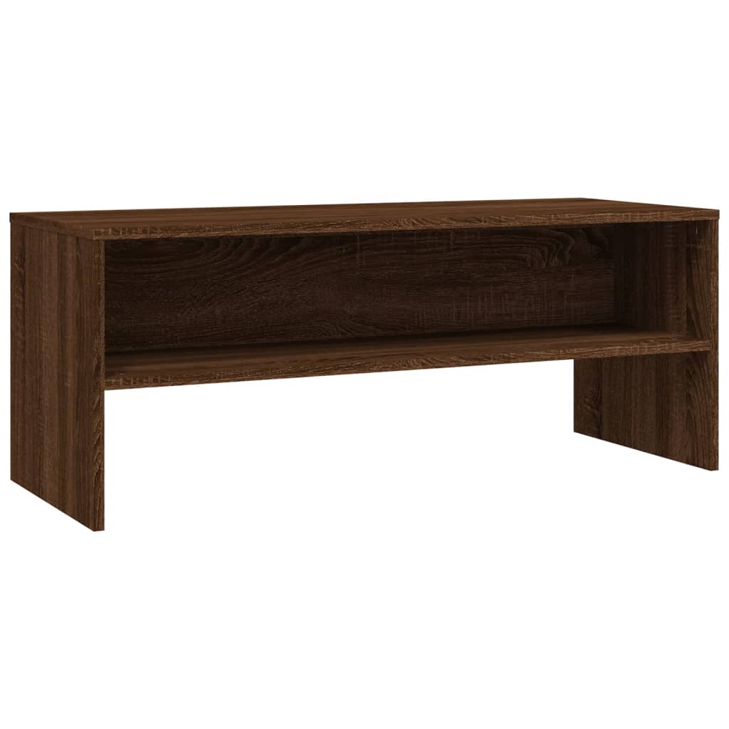 Meuble TV aspect chêne marron 100x40x40 cm matériau bois