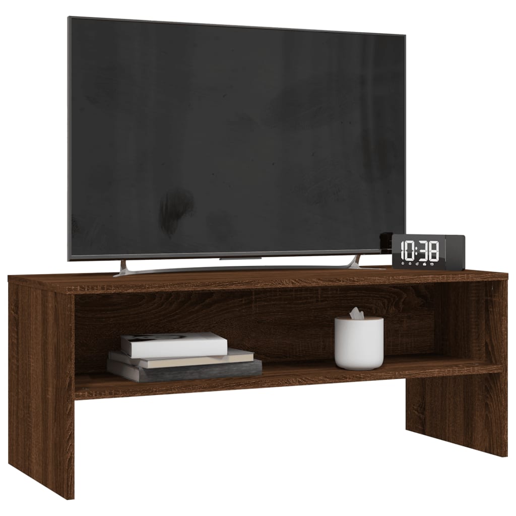 Meuble TV aspect chêne marron 100x40x40 cm matériau bois