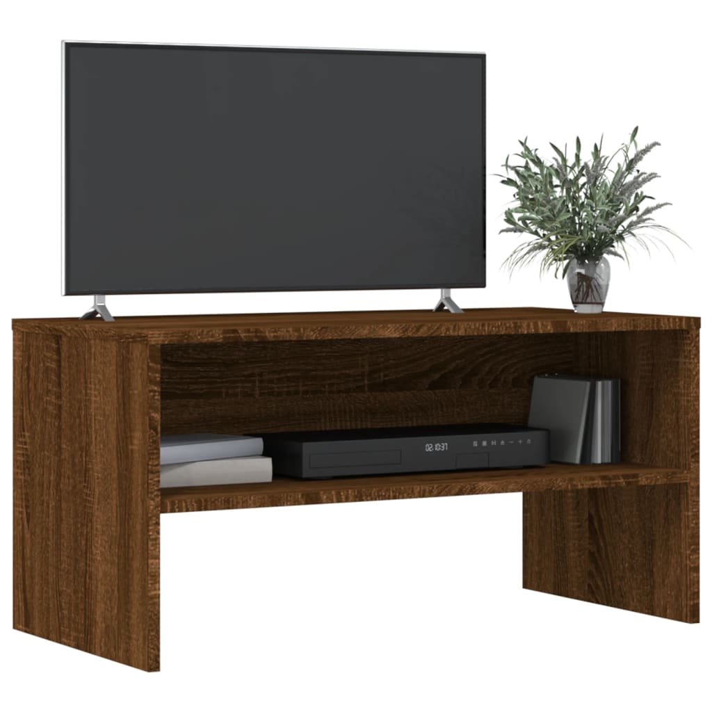 Meuble TV aspect chêne marron 80x40x40 cm en bois