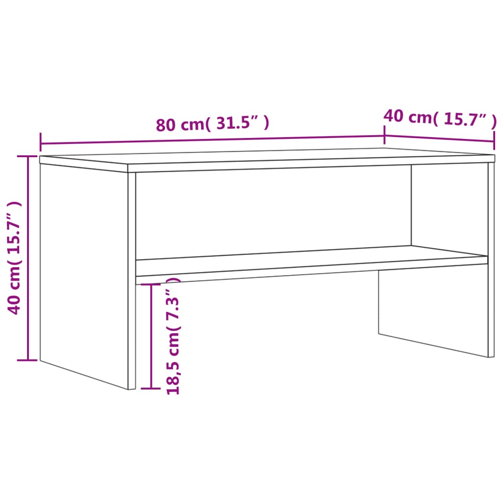 Meuble TV aspect chêne marron 80x40x40 cm en bois