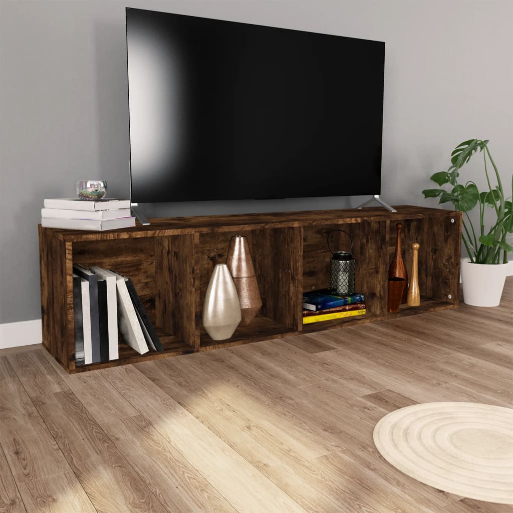 Bibliothèque/meuble TV chêne fumé 36x30x143cm matériau bois