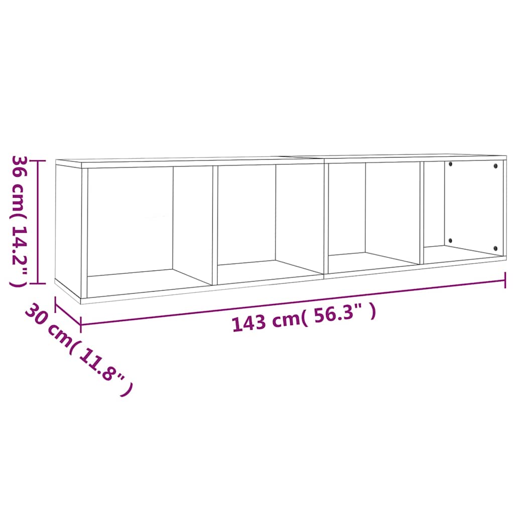 Bücherschrank/TV-Schrank Grau Sonoma 36x30x143 cm Holzwerkstoff