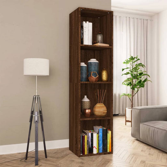 Bibliothèque/meuble TV aspect chêne marron 36x30x143 cm