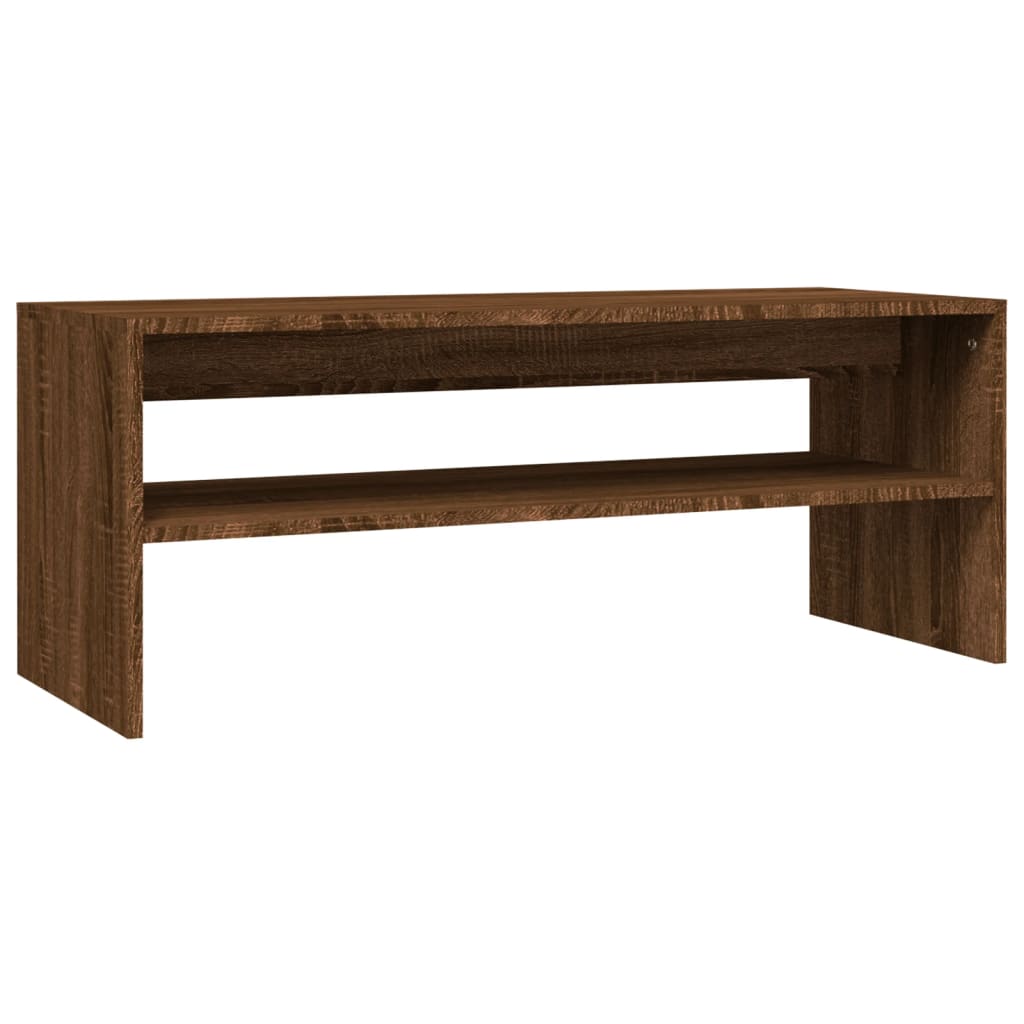 Table basse aspect chêne marron 100x40x40 cm matériau bois
