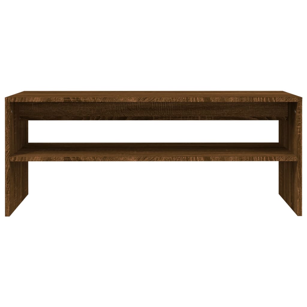Table basse aspect chêne marron 100x40x40 cm matériau bois