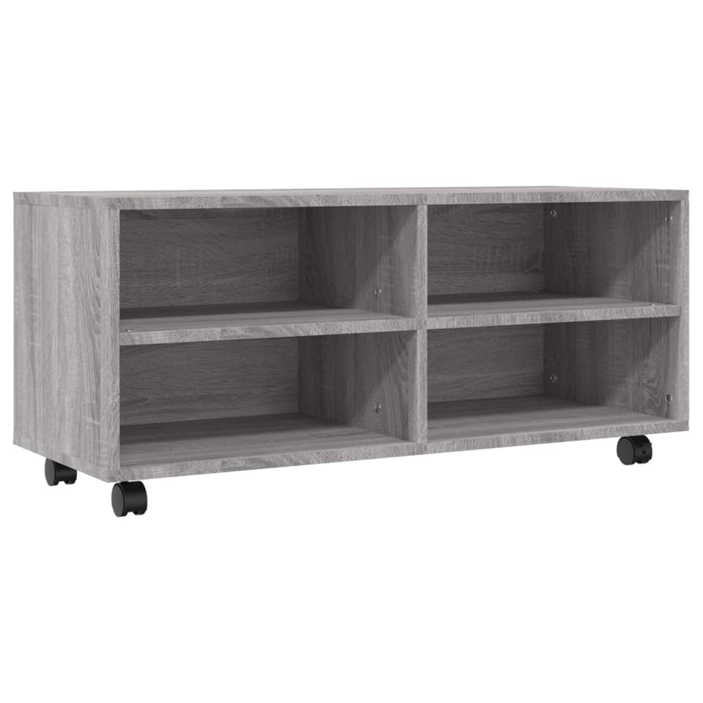 Meuble TV à roulettes, gris Sonoma 90x35x35 cm, matériau à base de bois