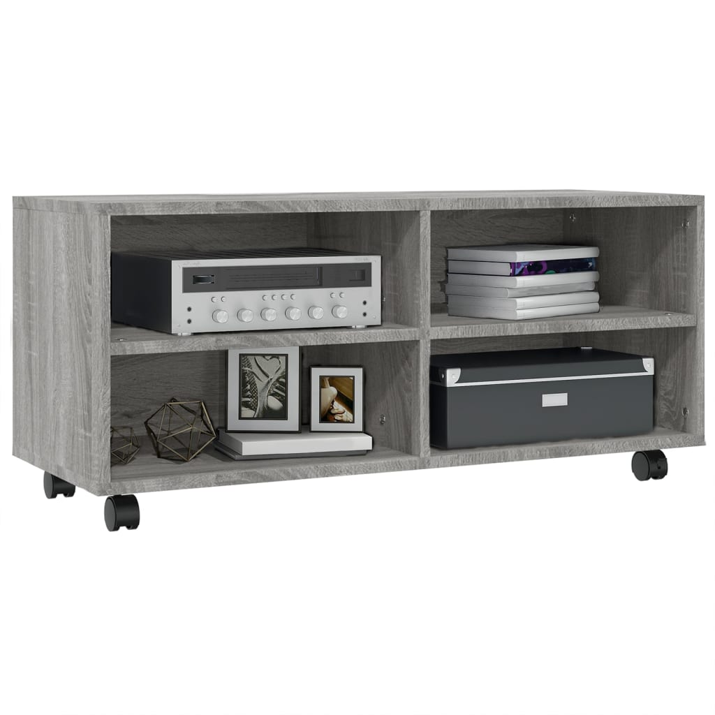 Meuble TV à roulettes, gris Sonoma 90x35x35 cm, matériau à base de bois