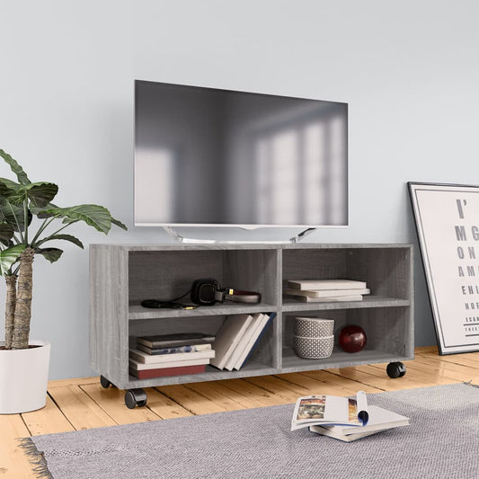 Meuble TV à roulettes, gris Sonoma 90x35x35 cm, matériau à base de bois