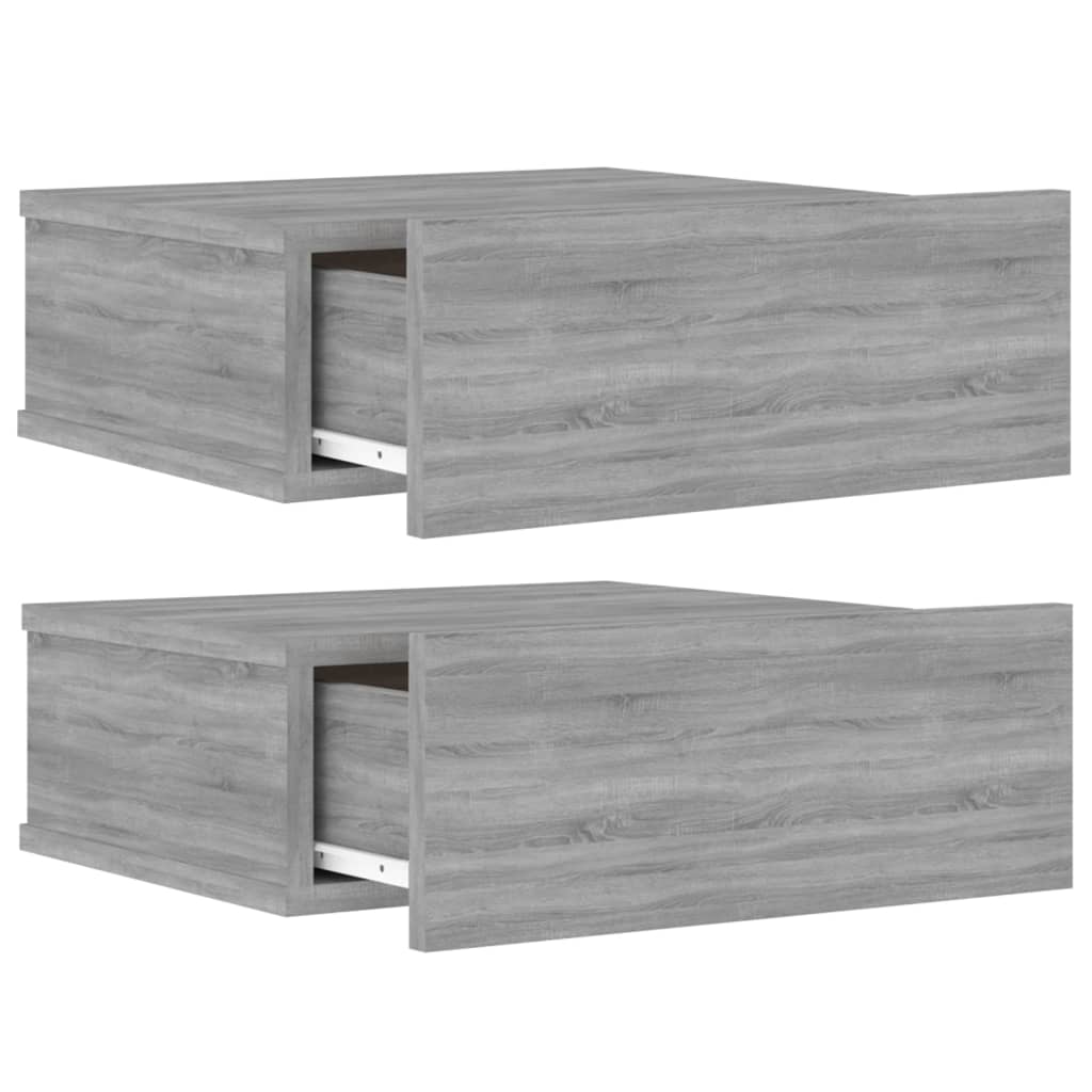 Tables de chevet suspendues 2 pcs. Gris Sonoma 40x30x15 cm