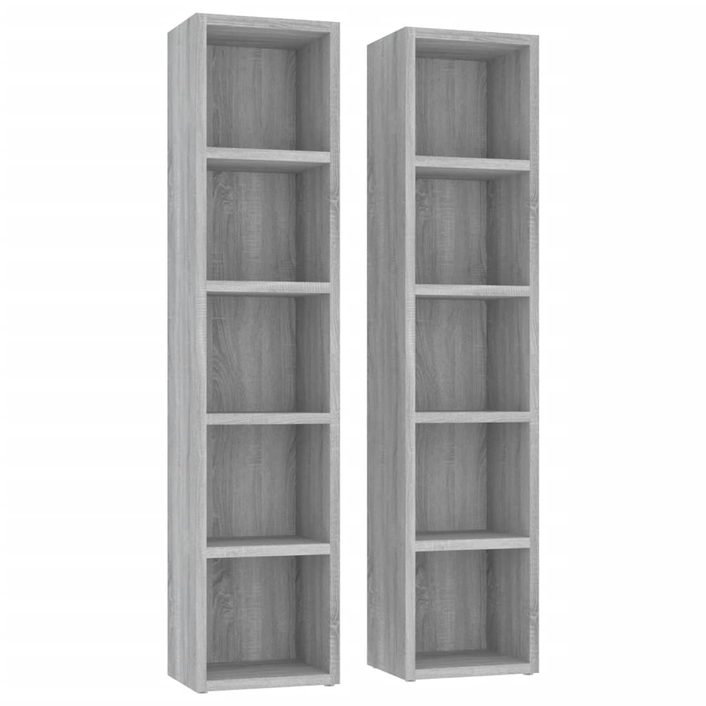 Étagères CD 2 pcs. Gris Sonoma 21x16x93,5 cm matériau bois