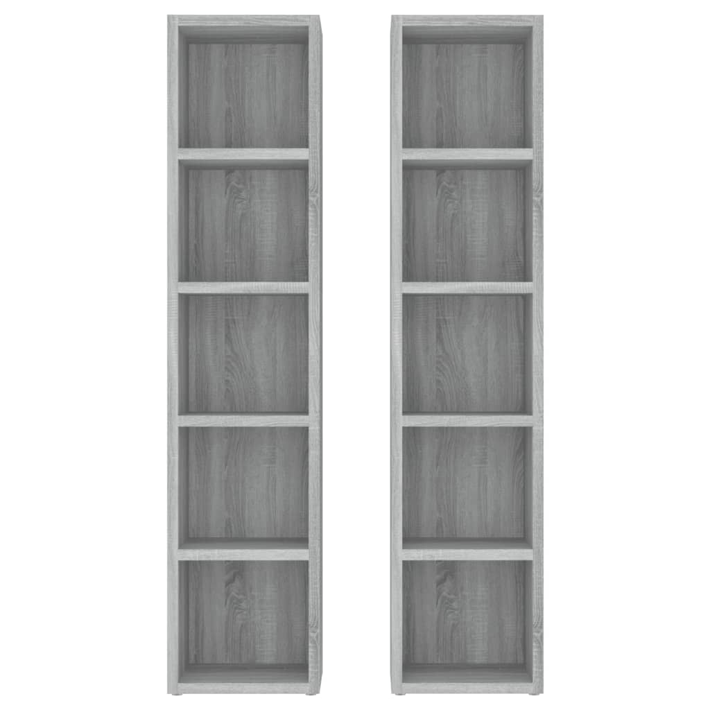 Étagères CD 2 pcs. Gris Sonoma 21x16x93,5 cm matériau bois