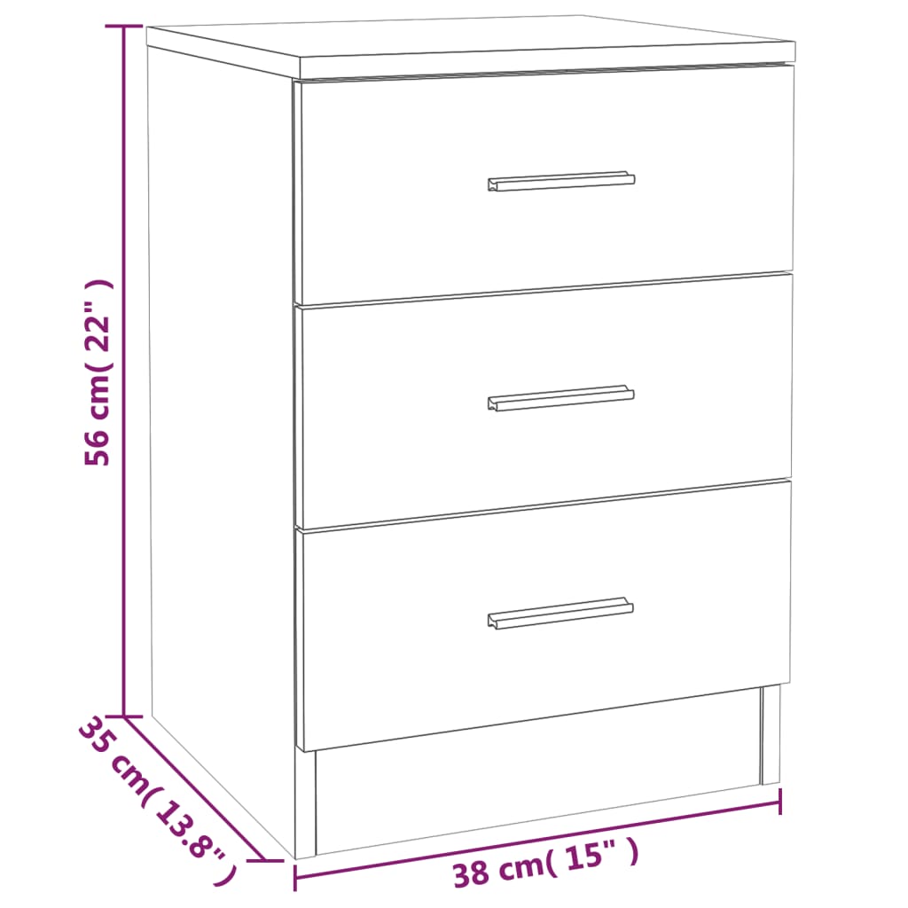 Bedside table smoked oak 38x35x56 cm wood material