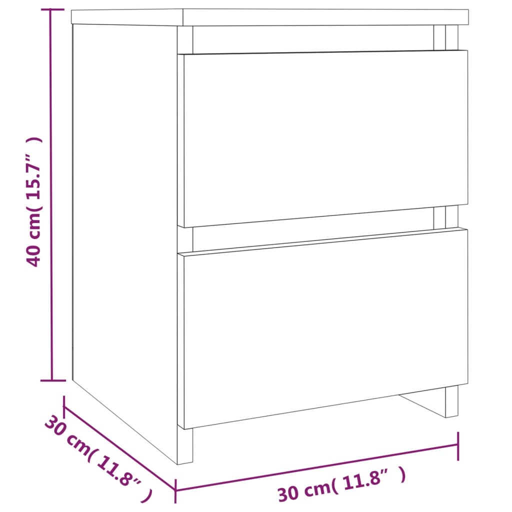 Table de chevet aspect chêne marron 30x30x40 cm en bois