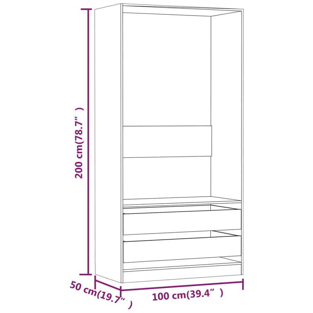 Armoire Sonoma grise 100x50x200 cm matériau bois