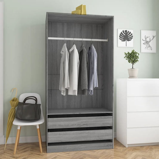 Armoire Sonoma grise 100x50x200 cm matériau bois