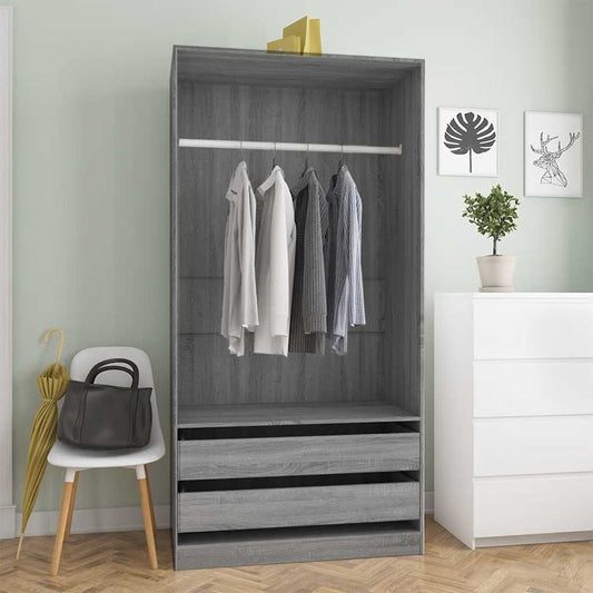 Wardrobe Grey Sonoma 100x50x200 cm Wood Material