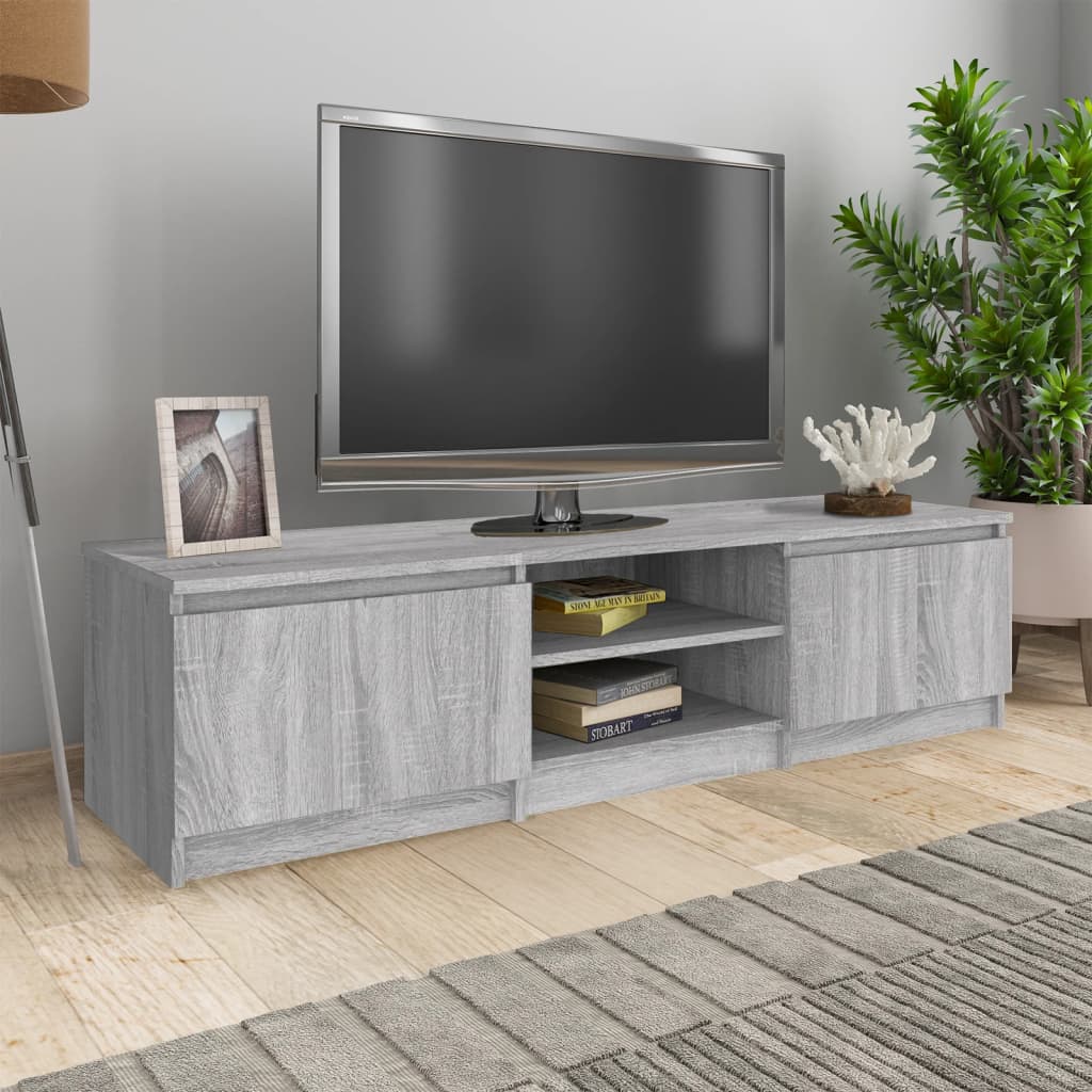 TV Cabinet Grey Sonoma 140x40x35.5 cm Wood Material
