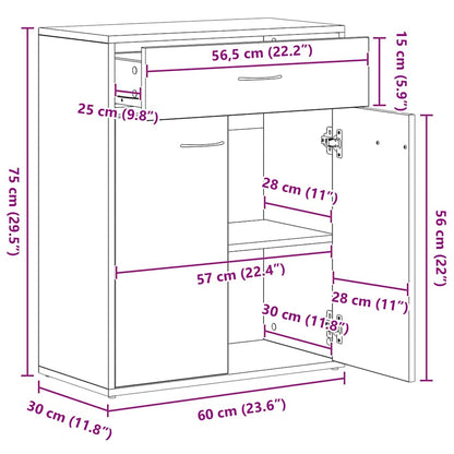 Sideboard Grau Sonoma 60x30x75 cm Holzwerkstoff