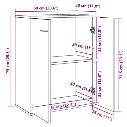 Sideboard Räuchereiche 60x30x75 cm Holzwerkstoff