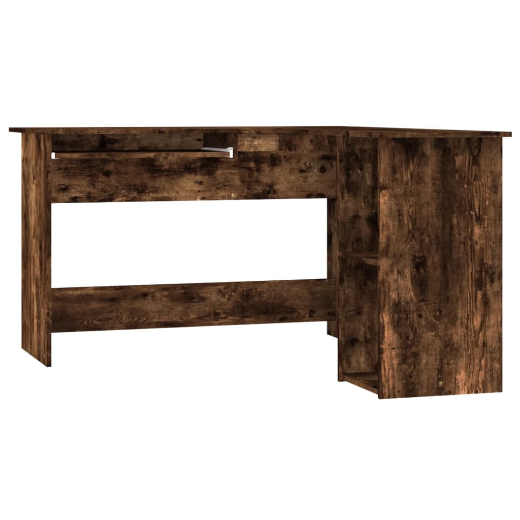 Bureau d'angle chêne fumé 120x140x75 cm matière bois