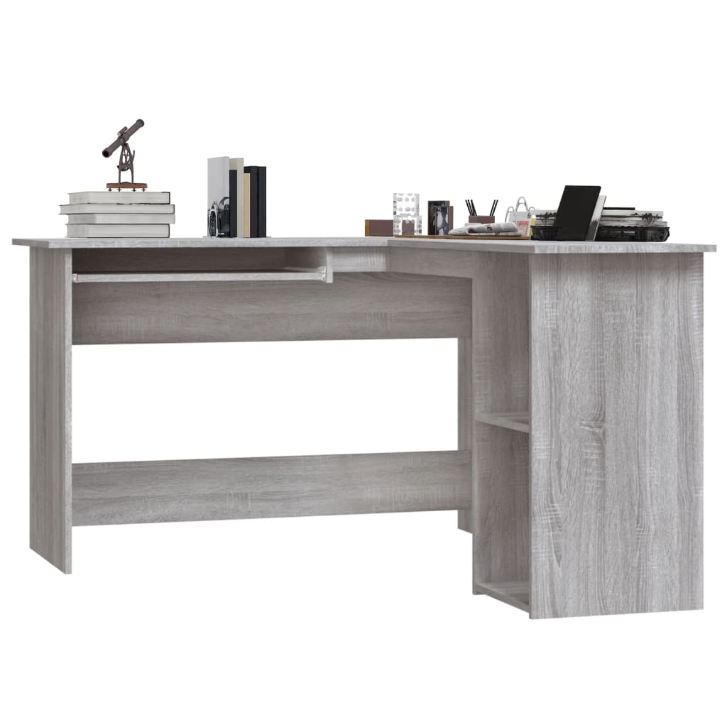 Bureau d'angle gris Sonoma 120x140x75 cm en bois