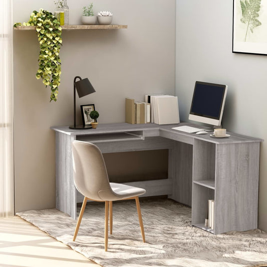 Bureau d'angle gris Sonoma 120x140x75 cm en bois